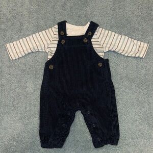 Carter's Navy Corduroy Overalls with Striped Tee